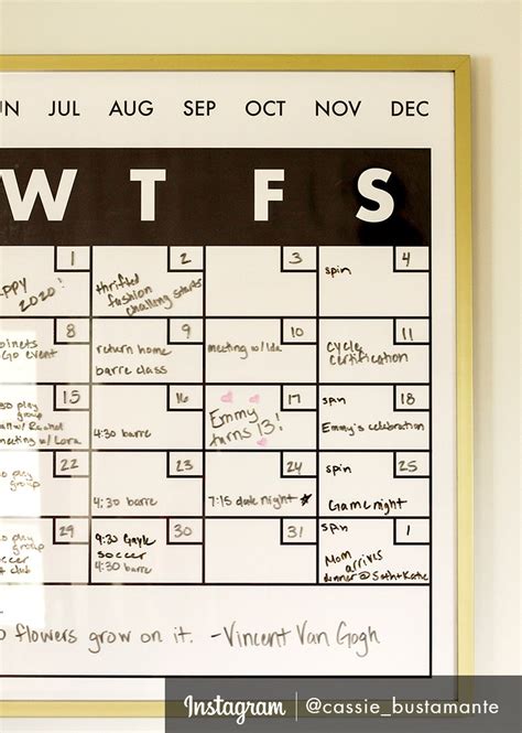 Reusable Printable Calendar Template, Large Frameable Calendar, Fill in ...