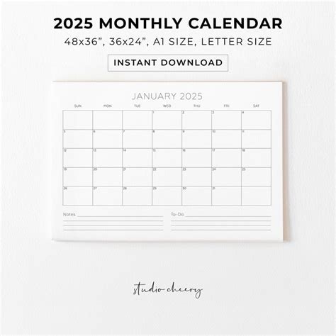 2025 Printable Monthly Planner, Printable Calendar 2025, Monthly 2025 ...