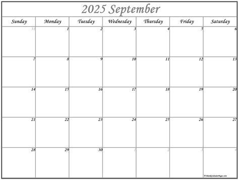 Sept Calendar 2025 Free Printable - Marguerite R. Samuels