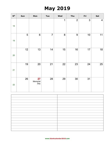 Calendar Template With Room For Notes | Blank calendar template ...