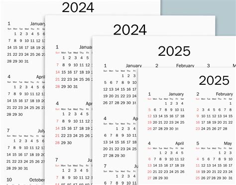 2024-25 Calendar Printable, Yearly Calendar, Minimalist Calendar ...