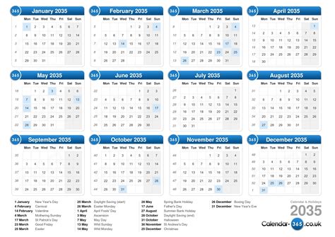Calendar 2035