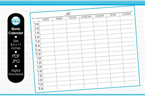 Blank Calendar Page Template Graphic by KiangDigiart · Creative Fabrica