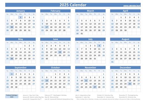 2025 Free Calendar With Federal Holidays 2025 - Silvia Faith