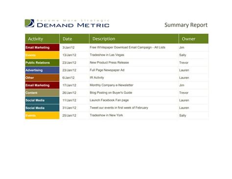 Marketing Calendar Template 2012 | PPT