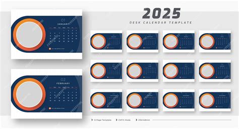 Premium Vector | 2025 Desk calendar 12page template Desk calendar 2025 ...