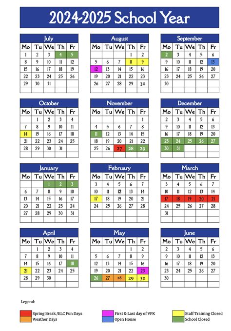 2024 - 2025 Academic Calendar - Little Lambs