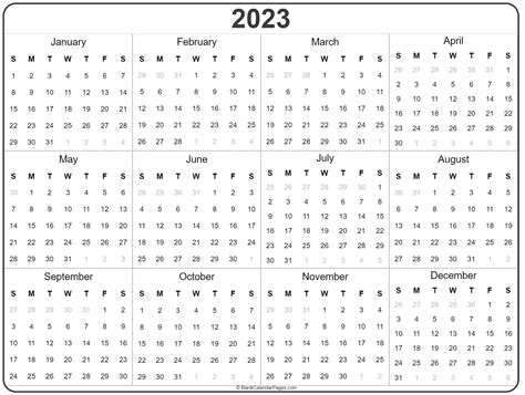 2023 year calendar | yearly printable