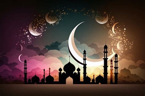 Premium Photo | Ramadan kareem background with mosque silhouette and ...