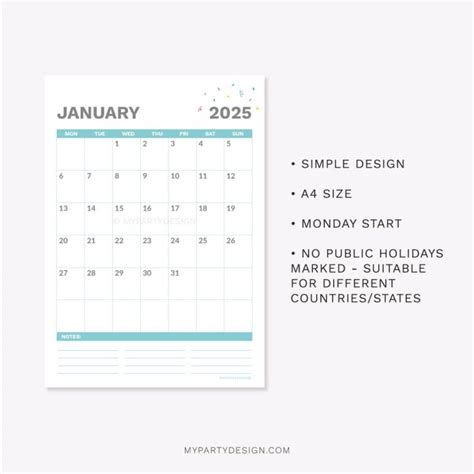 Free Printable 2025 Calendar - My Party Design