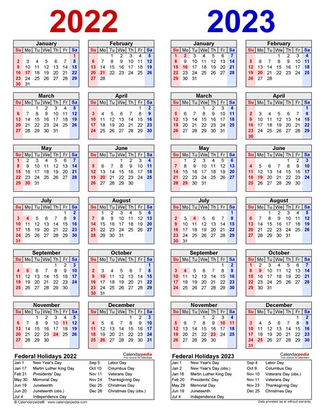 2022-2023 Two Year Calendar - Free Printable Word Templates