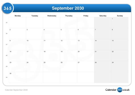 Calendar September 2030