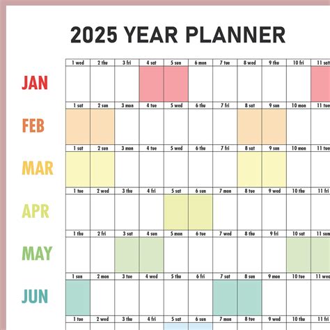 Wall Planner 2025 Printable PDF, 2025 Wall Calendar, Large Wall Planner ...