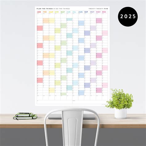 GIANT 2025 ANNUAL WALL CALENDAR | VERTICAL WITH RAINBOW WEEKENDS - Plan ...