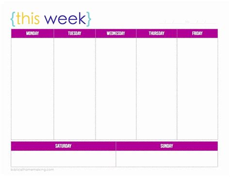 Week Printable Calendar
