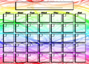 Rainbow Colors Blank Calendar | Blank calendar, Calendar printables ...