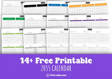 2035 calendar | Print-able.com