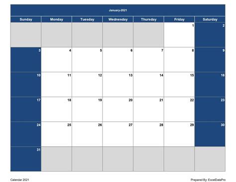Excel Monthly Calendar Template