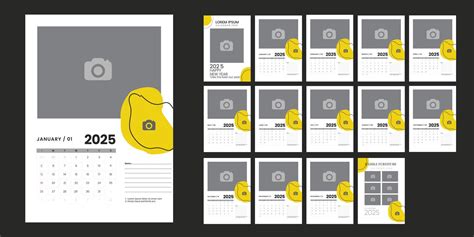 Editable Wall Calendar 2025 Template Design, Year Planner 2025 ...