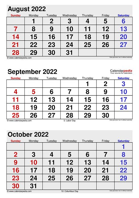 September 2022 Calendar | Templates for PDF, Excel and Word