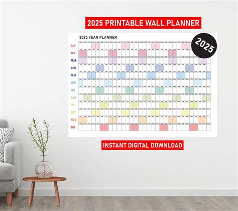 Giant Wall Calendar 2025 Printable PDF, 2025 Wall Planner, Large Wall ...