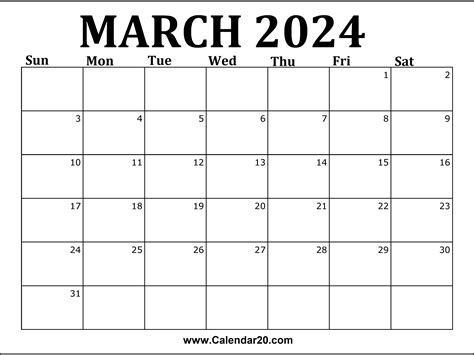 2024 March Calendar Free Printable Calendars - Raven Cathlene