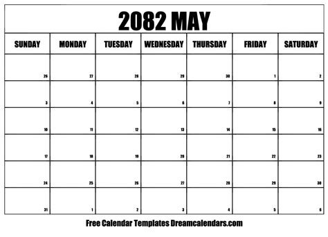May 2082 Calendar - Free Printable with Holidays and Observances