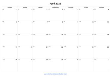 April 2026 Printable Calendar (23 Free Templates + PDF) | Custom ...