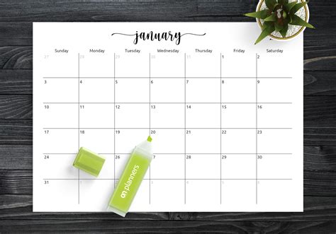Printable Blank Calendar Grid