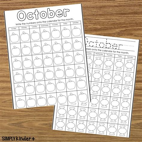 October Calendar Printables - Simply Kinder Plus