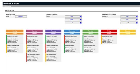 Excel Monthly Calendar Template
